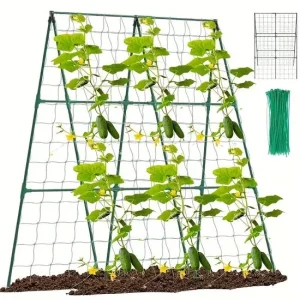 Ansamblu suport araci cu plasa pentru cresterea plantelor cataratoare, castraveti, fasole, mazare, 180x180x1.1 cm