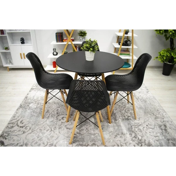 Scaun stil scandinav, Artool, Maro, PP negru, picioare lemn natur, 44.5x51x82.5 cm