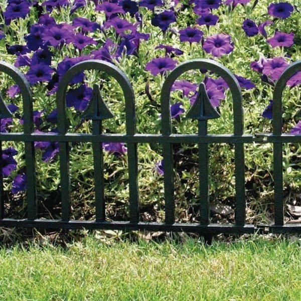 Gard de gradina decorativ, plastic negru, set 4 buc, 60x31 cm