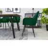 Scaun stil fotoliu bucatarie/living, Artool, Lugo, catifea verde, picioare metal negru, 57.5x56.5x86.5 cm