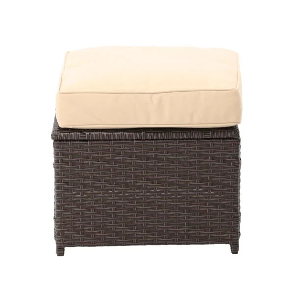 Set mobilier gradina/terasa, poliratan, maro si crem, 1 masa, 2 tabureti, 1 canapea colt, Chomik, Cassy