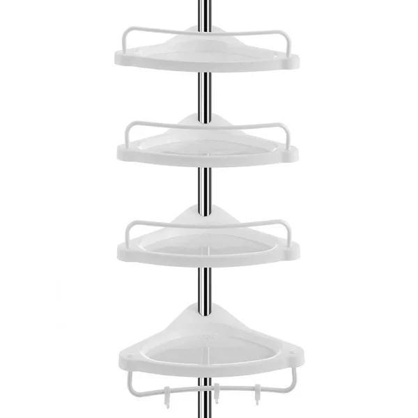 Raft pentru baie/dus, Vasagle, reglabil, otel, 4 rafturi, cuier, 95-300 cm