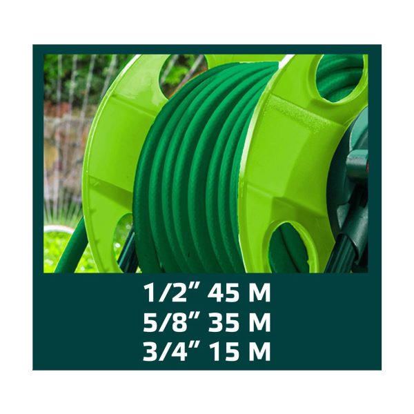 Tambur, rola, pentru furtun gradina, 1/2"-45 m, 3/4"-15 m, Verto 