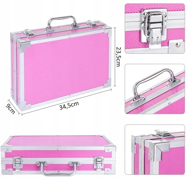 Set 145 piese pentru pictura, pentru copii sau adulti, pixuri de colorat, creioane colorate si vopsele de pictura, cu geanta de transport ROZ, model AVX-WT-BLAK