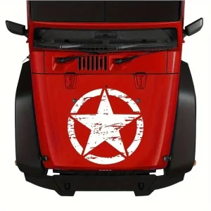 Sticker autoadeziv pentru vehicule Off Road, model "Rusted Army Star", dimensiune 50 x 50 cm, culoare Alba