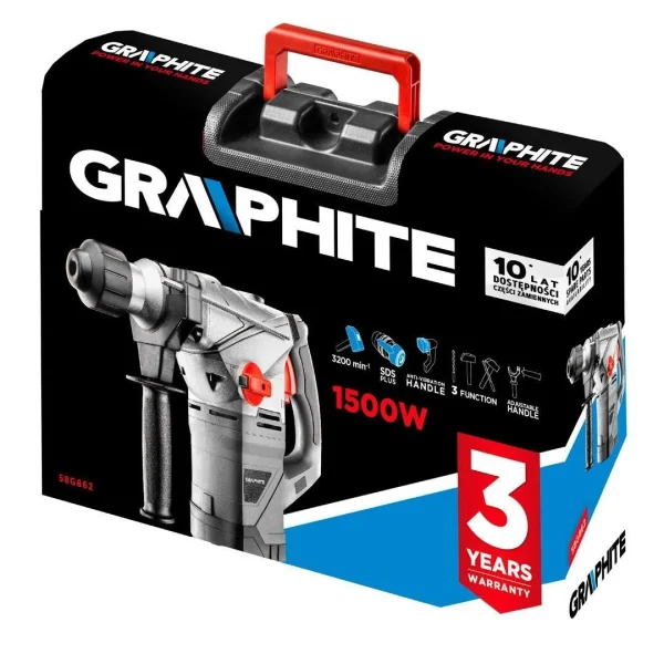 Rotopercutor, SDS Plus, 1500 W, 4.5 J, Graphite