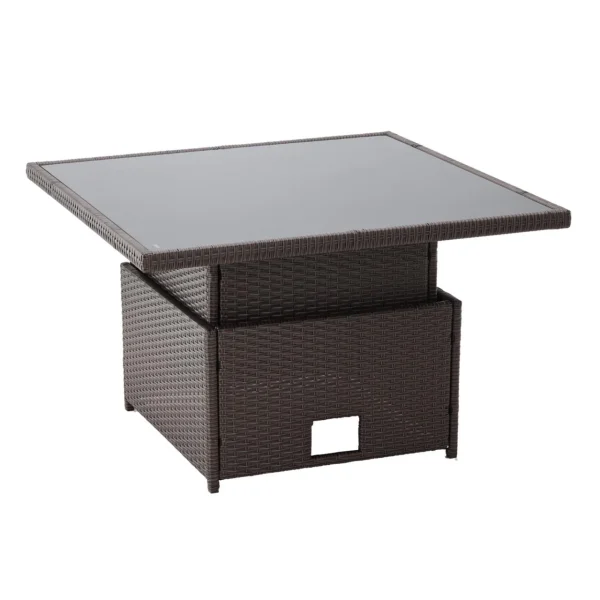 Set mobilier gradina/terasa, poliratan, maro si crem, 1 masa, 2 tabureti, 1 canapea colt, Chomik, Cassy