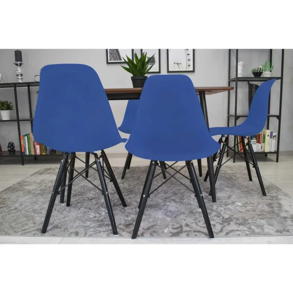 Scaun stil scandinav, Artool, Osaka, PP albastru, picioare lemn negru, 46x54x81 cm