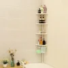 Raft pentru baie/dus, Vasagle, reglabil, inox, 4 rafturi, alb, 85-305 cm