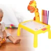 Masa Muzicala de Desen pentru copii cu Proiector, model Girafa, culoare Galben, 24 imagini, AVX-WT-222-2-YELLOW-GIRAFFE