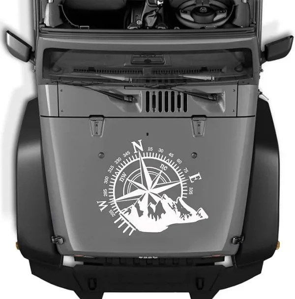 Sticker autoadeziv pentru vehicule Off Road, model "Kompass", dimensiune 44 x 55 cm, culoare Alba