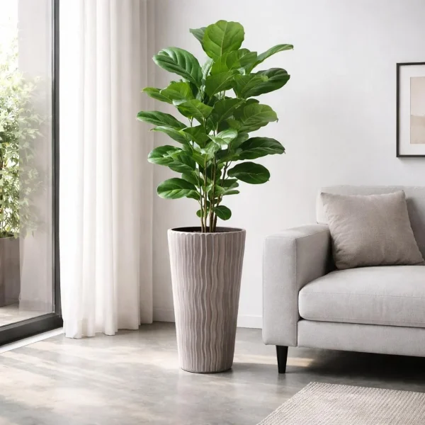 Ghiveci decorativ de flori, rotund, inalt, cafeniu, 18/45 L, 39x70.8 cm, Sandy Slim 