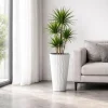 Ghiveci decorativ de flori, rotund, inalt, alb, 18/45 L, 39x70.8 cm, Sandy Slim