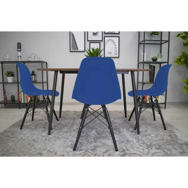 Scaun stil scandinav, Artool, Osaka, PP albastru, picioare lemn negru, 46x54x81 cm