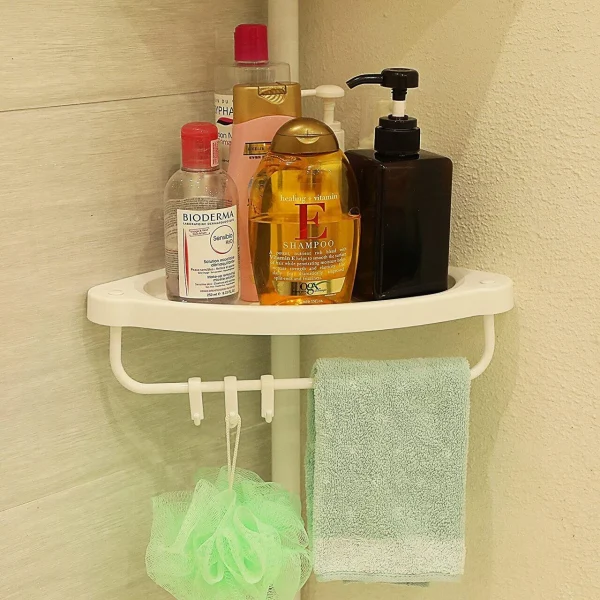 Raft pentru baie/dus, Vasagle, reglabil, inox, 4 rafturi, alb, 85-305 cm
