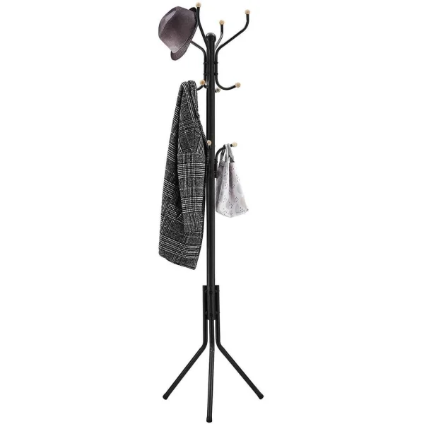 Cuier, Songmics, 12 carlige, metal, negru, 44x44x182 cm
