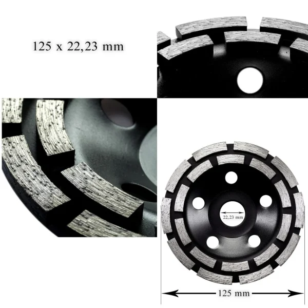 Disc diamantat dublu segmentat, beton, slefuire uscata, 125 mm/22.23 mm, Richmann Exclusive