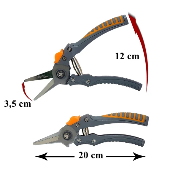 Foarfeca gradina, tip bypass, varf ascutit, teflon, otel japonez SK5, 21 cm, Richmann Exclusive 