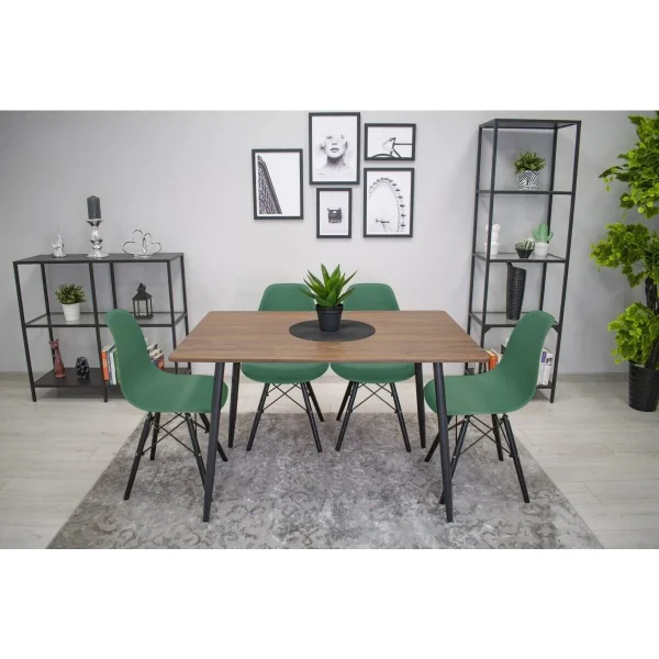 Scaun stil scandinav, Artool, Osaka, PP verde, picioare lemn negru, 46x54x81 cm