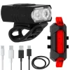 Set stop si far pentru bicicleta, Springos, LED, 6/4 moduri iluminare, aluminiu si plastic, incarcare USB, 6.5x3.5x2.5 cm