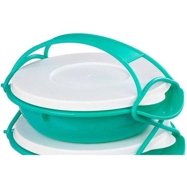 Caserola alimente, plastic, etansa, verde, 4 compartimente, 4x1 L, 22.4x20.5x29.5 cm, MagicHome