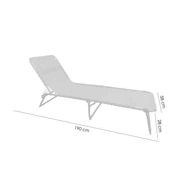 Sezlong pentru gradina, metalic, reglabil, negru, 190x58x28 cm, Veracruz