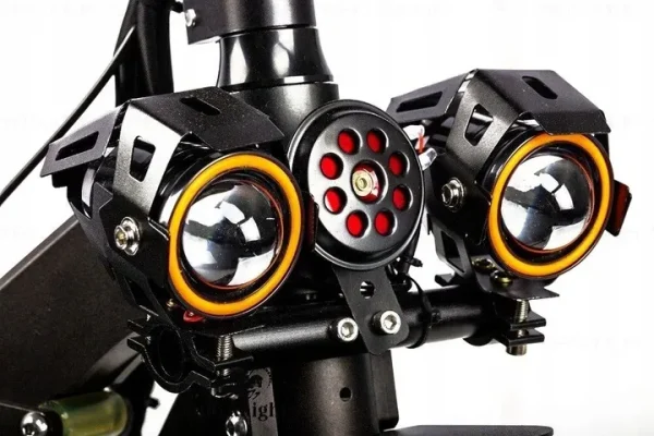 Proiector LED cu Lupa, Angel Eye ALB si Devil Eye RED, alimentare 12V, pentru Off-Road, ATV, SSV, UTV