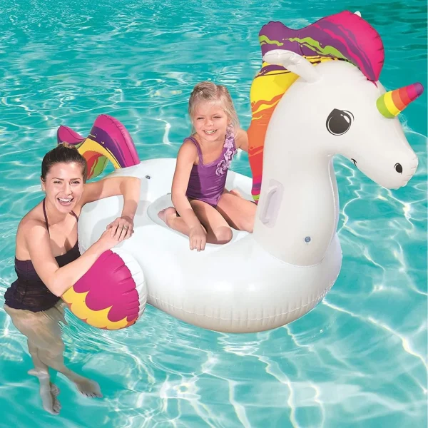 Saltea de apa gonflabila pentru copii, model unicorn, 150x117 cm, Bestway Maxi Fantasy 