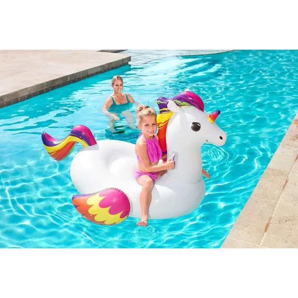 Saltea de apa gonflabila pentru copii, model unicorn, 150x117 cm, Bestway Maxi Fantasy 