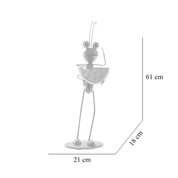 Decoratiune gradina, metalica, furnica cu pepene, 21x18x61 cm