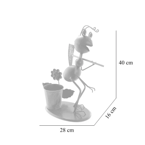 Decoratiune gradina, metalica, furnica cu tarnacop, 28x16x40 cm