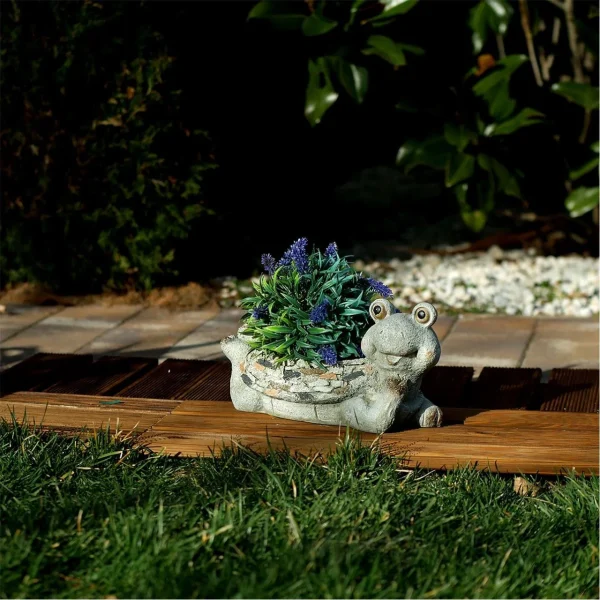 Decoratiune gradina, ceramica, broasca cu ghiveci, 35x16x17 cm