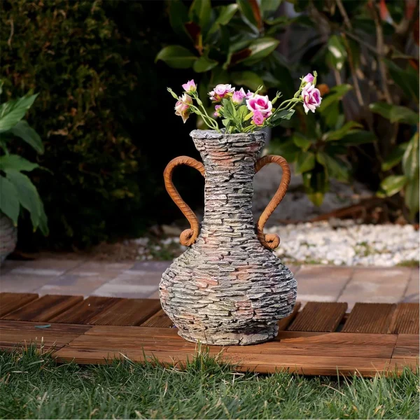 Decoratiune gradina, ceramica, ghiveci, 27x27x40 cm