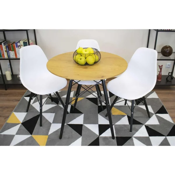 Masa stil scandinav, Artool, rotund, MDF si lemn, natur, 80x75 cm