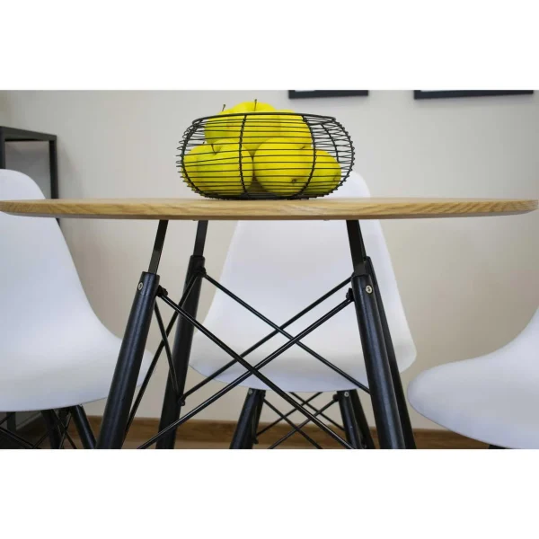 Masa stil scandinav, Artool, rotund, MDF si lemn, natur, 80x75 cm