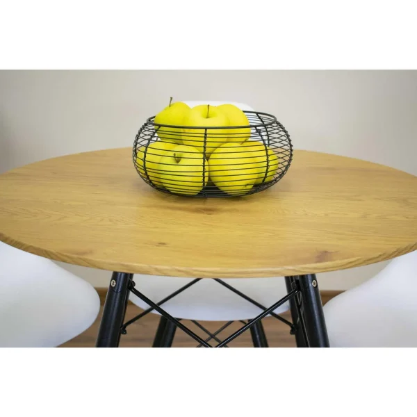 Masa stil scandinav, Artool, rotund, MDF si lemn, natur, 80x75 cm