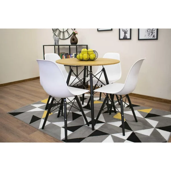 Masa stil scandinav, Artool, rotund, MDF si lemn, natur, 80x75 cm