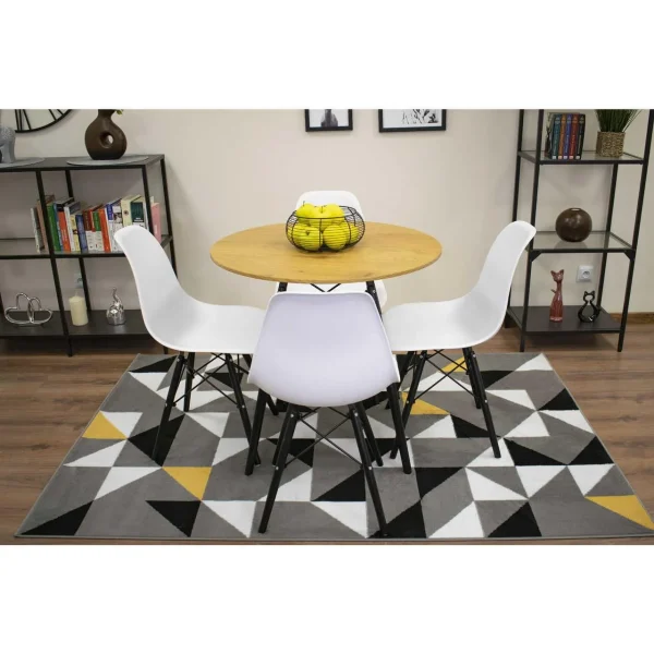Masa stil scandinav, Artool, rotund, MDF si lemn, natur, 80x75 cm