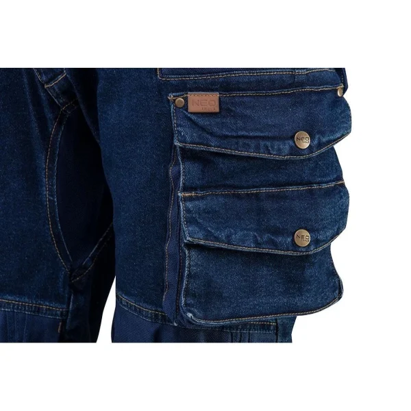 Pantaloni de lucru tip blugi, cu intariri pentru genunchi, model Denim, marimea XL/54, NEO
