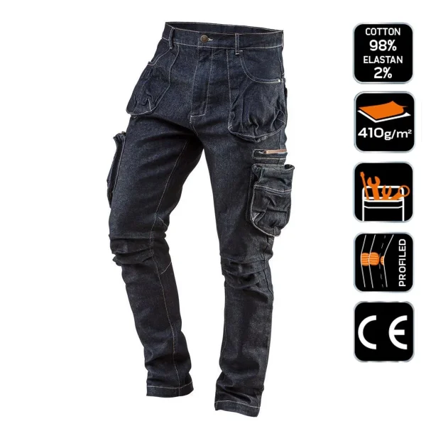 Pantaloni de lucru tip blugi cu 5 buzunare, model Denim, marimea L/52, NEO