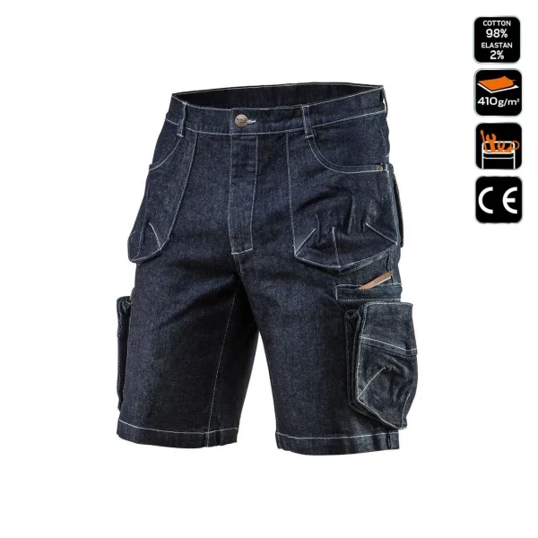 Pantaloni scurti de lucru tip blugi, model Denim, marimea XXL/56, NEO