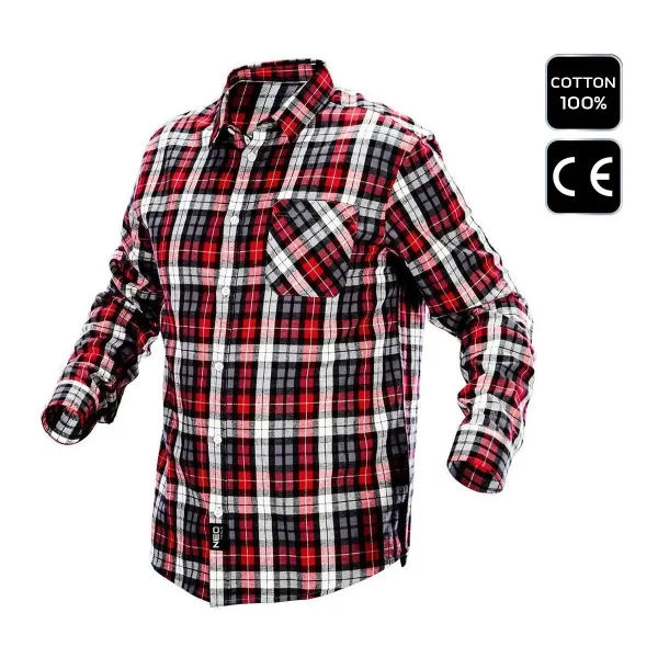 Camasa de lucru bumbac, rosu-gri-alb, marimea XL/56, NEO
