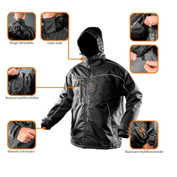 Geaca de lucru cu gluga, izolatie Oxford, model Warm, marimea XL/56, NEO