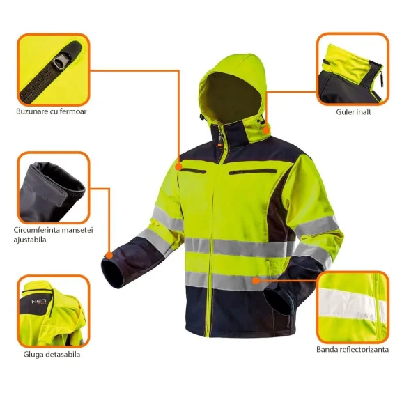 Geaca de lucru, reflectorizanta, galben, impermeabil, model Visibility, marimea XL/56, NEO