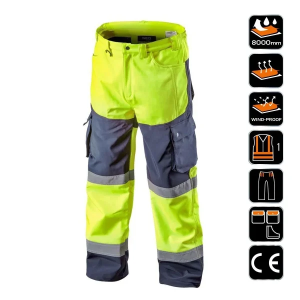 Pantaloni de lucru, reflectorizanti, impermeabili, galben, model Visibility, marimea M/50, NEO