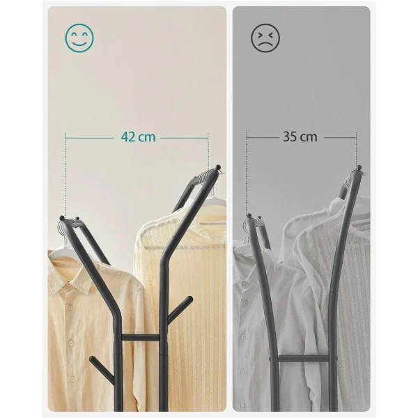 Suport mobil cu roti pentru haine, Artool, cu raft incaltaminte, otel, negru, max 100 kg, 103.5x52.5x155 cm