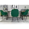 Scaun stil fotoliu bucatarie/living, Artool, Lugo, catifea verde, picioare metal negru, 57.5x56.5x86.5 cm