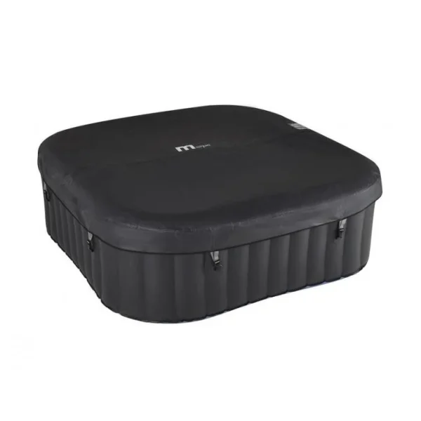 Piscina jacuzzi, gonflabila, patrata, cu pompa 1800 L/h, filtru, prelata acoperire, negru si albastru, 930 L, 6 persoane, 185x185x68 cm, MSpa