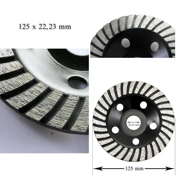 Disc diamantat slefuire uscata, turbo, beton, 125 mm/22.23 mm, Richmann Exclusive