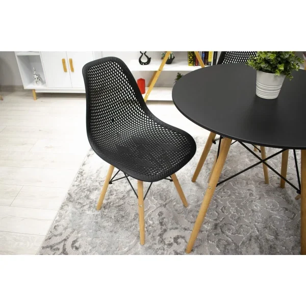 Scaun stil scandinav, Artool, Maro, PP negru, picioare lemn natur, 44.5x51x82.5 cm